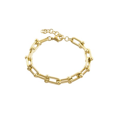 Bratara otel inoxidabil placata cu aur de 18K cu zale Links, 02J27-00026, Oxette Romania