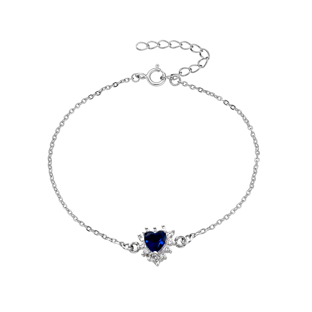Bratara din argint placat cu rodiu decorata cu piatra albastra sub forma de inima Belle de Jour, 02L01-03427-1, Oxette Romania
