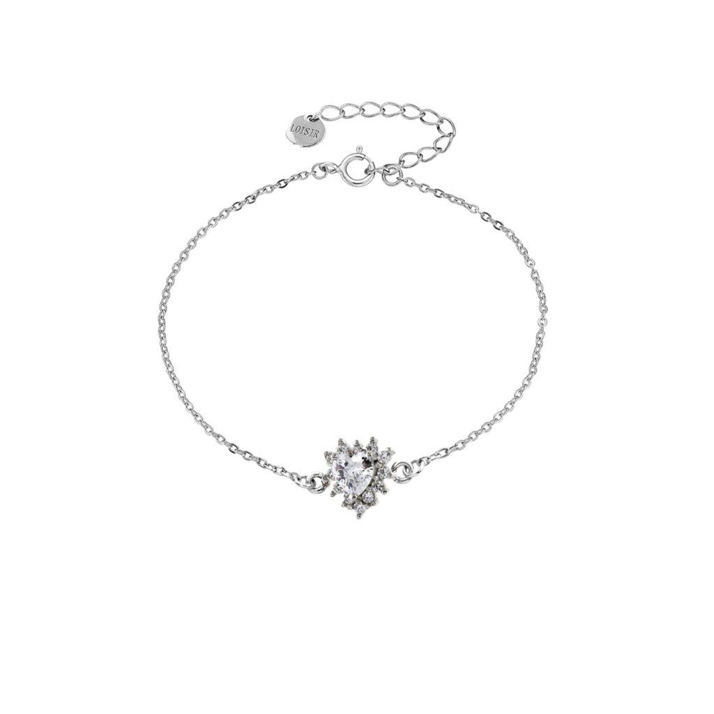 Bratara din argint placat cu rodiu decorata cu piatra incolora sub forma de inima Belle de Jour, 02L01-03429, Oxette Romania