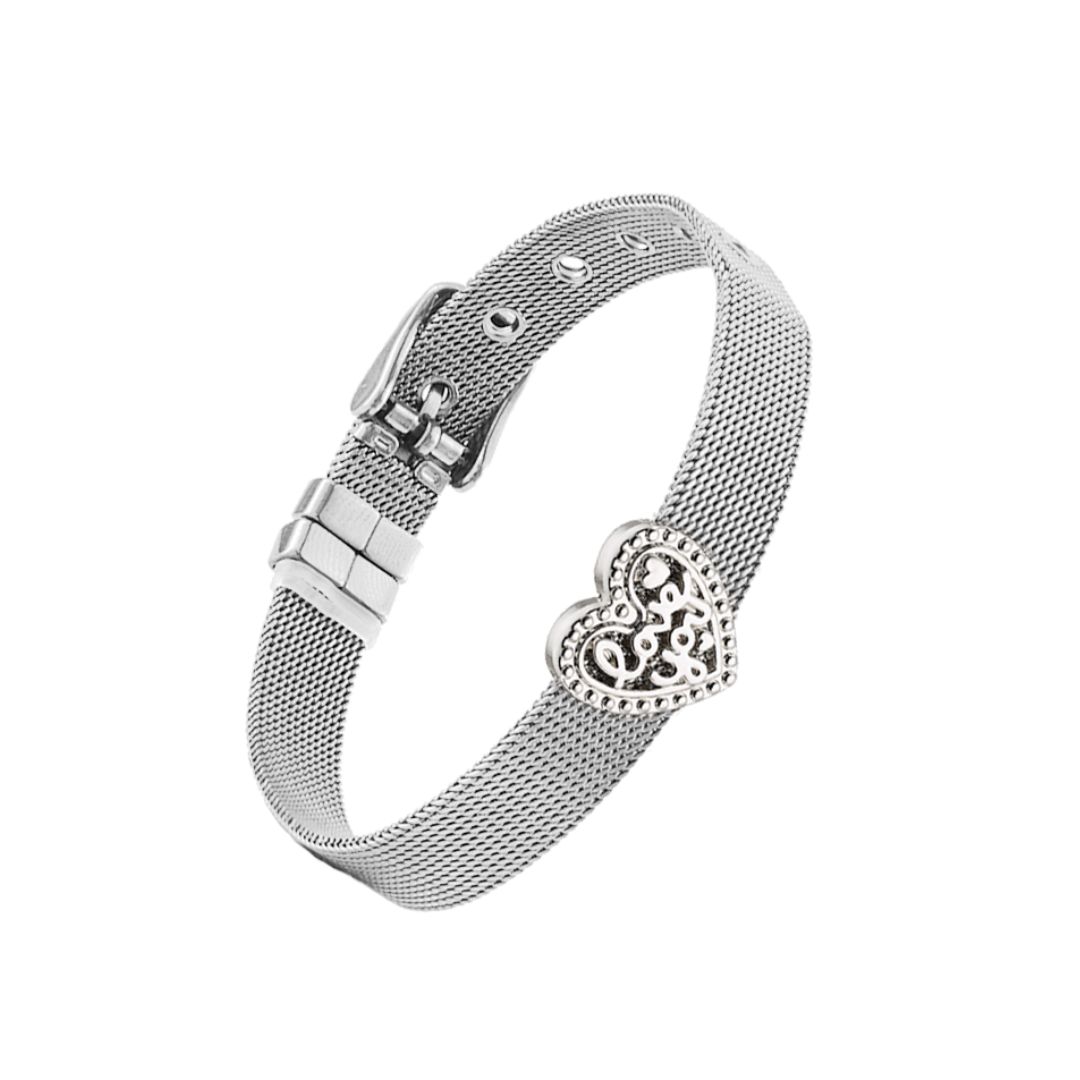 Bratara din otel inoxidabil placat cu rodiu cu pandantiv inima Fantasy, 02L03-00647, Oxette Romania