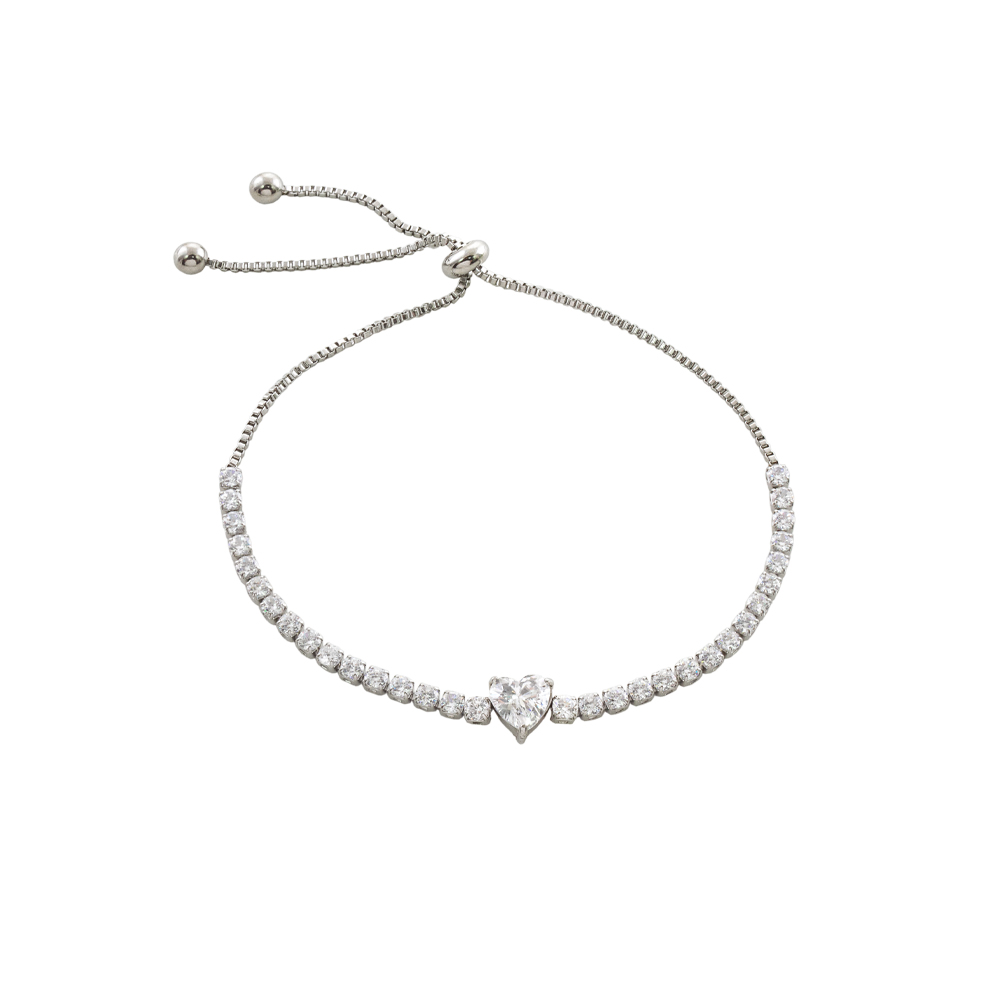 Bratara tennis ajsutabila otel inoxidabil cu inima Festive, 02L03-00706, Oxette Romania