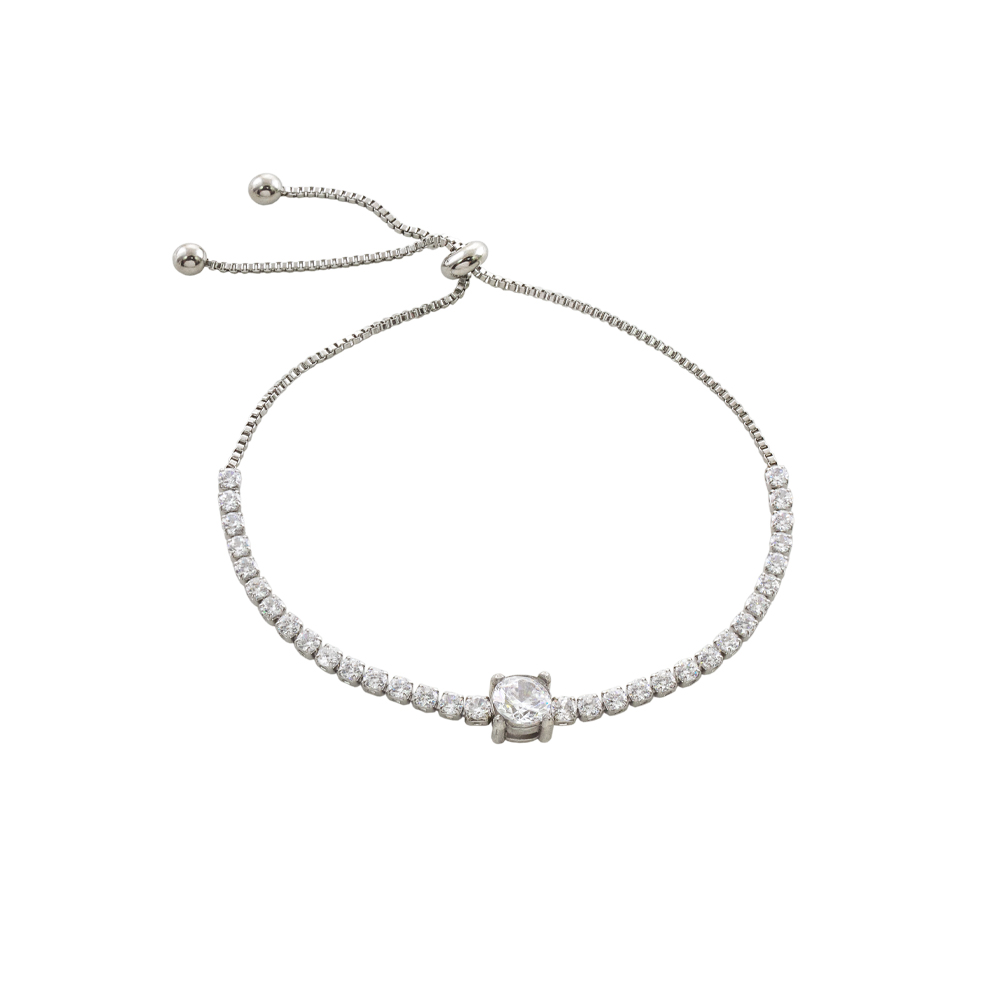 Bratara tennis asjutabila otel inoxidabil cu pietre cubic zirconia Festive, 02L03-00708, Oxette Romania