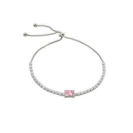 Bratara tennis asjutabila otel inoxidabil cu piatra roz Festive, 02L03-00709, Oxette Romania