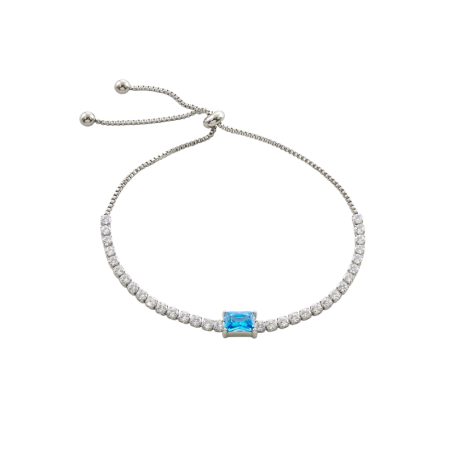 Bratara tennis ajustabila otel inoxidabil cu piatra zirconia albastra Festive, 02L03-00710, Oxette Romania