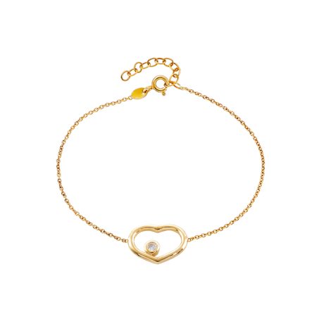 Bratara argint placat cu aur galben de 18 K cu inima si cubic zirconia Etoile, 02L05-01187, Oxette Romania