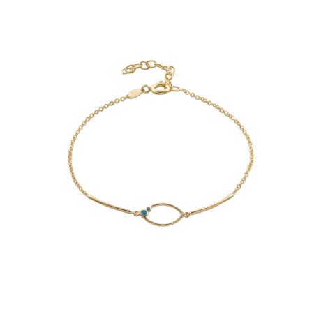 Bratara argint placata cu aur de 18K cu pandantiv oval si cubic zirconia albastre La Dolce Vita, 02L05-01205, Oxette Romania