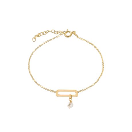 Bratara argint placata cu aur de 18K cu pandantiv si perla Lovely, 02L05-01218, Oxette Romania