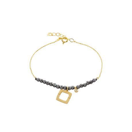Bratara argint placat cu aur 18K decorata cu hematite gri Lovely, 02L05-01219, Oxette Romania