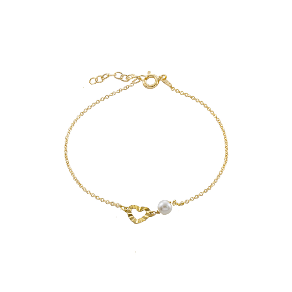 02L05-01228 Bratara placata cu aur de 18k cu inimioara si perla Lovely, 02L05-01228, Oxette Romania
