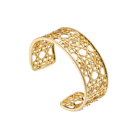 Bratara lata placata cu aur galben de 18 K cu pietre incolore Basket, 02L15-01612, Oxette Romania