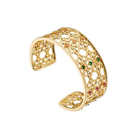 Bratara lata placata cu aur galben de 18 K cu pietre multicolore Basket, 02L15-01624, Oxette Romania