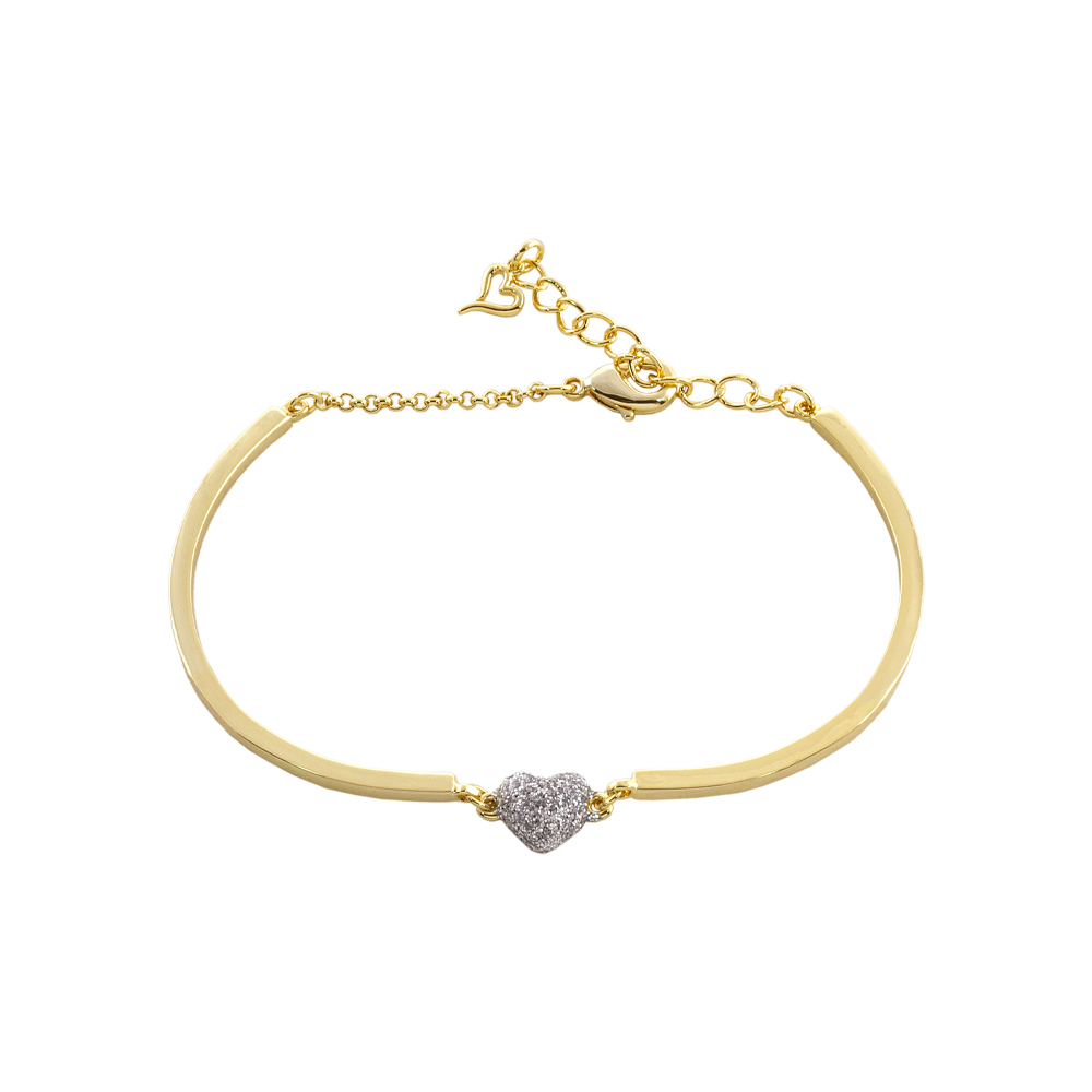 Bratara placata cu aur de 18K cu inima argintie Starstruck, 02L15-01759, Oxette Romania