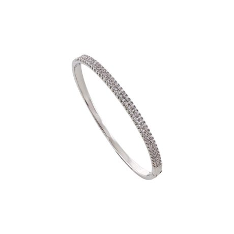 Bratara fixa placata cu rodiu si pietre zirconia incolore Deco, 02L15-01773-1, Oxette Romania