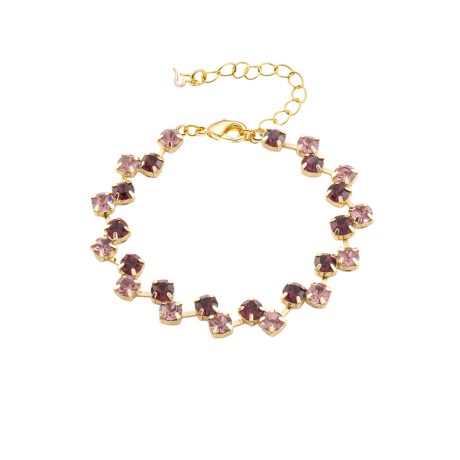 Bratara placata cu aur de 18K si pietre cubic zirconia mov Dance, 02L15-01784, Oxette Romania