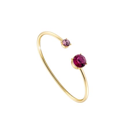 Bratara fixa placata cu aur de 18K si pietre cubic zirconia mov Dance, 02L15-01787, Oxette Romania
