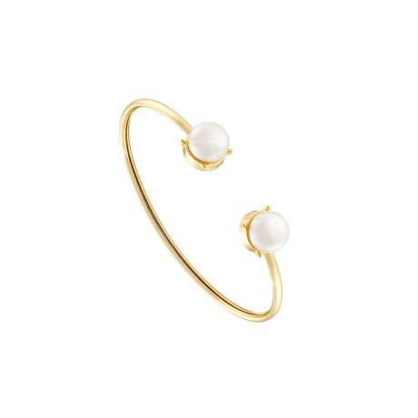 Bratara fixa placata cu aur de 18K cu perle de sticla Dance, 02L15-01790, Oxette Romania