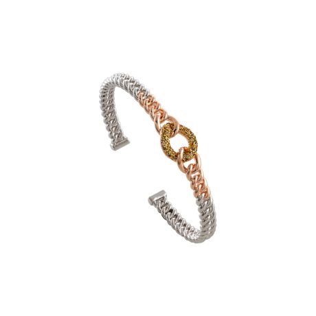 Bratara fixa placata cu rodiu si aur roz de 18 K decorata cu glitter auriu Starstruck, 02L15-01795, Oxette Romania