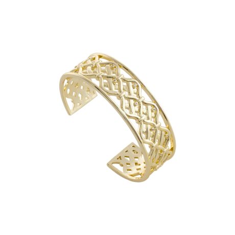 Bratara lata placata cu aur de 18K cu model impletit si cubic zirconia Desmos, 02L15-01819, Oxette Romania