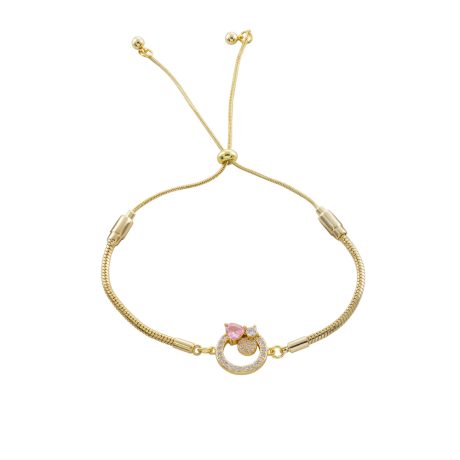 Bratara ajustabila placata cu aur 18K cu pandantiv Happy hearts, 02L15-01924, Oxette Romania