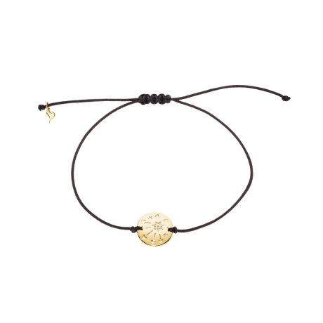 Bratara ajustabila cu pandantiv rotund placat cu aur de 18K Lucky Charm, 02L15-01930, Oxette Romania