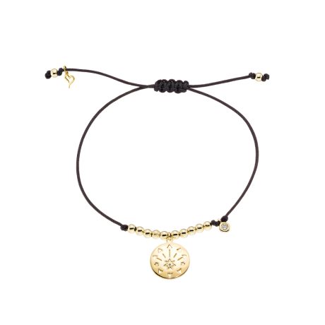 Bratara ajustabila cu pandantiv placat cu aur de 18K Lucky Charm, 02L15-01932, Oxette Romania