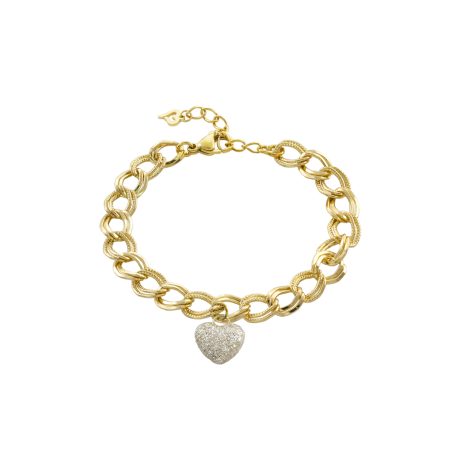 Bratara cu zale placata cu aur galben 18K cu inima decorata cu glitter Sweety, 02L15-01976, Oxette Romania