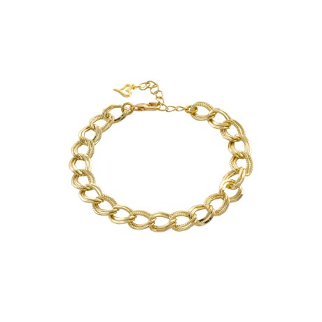 Bratara otel inoxidabil placata cu aur 18K cu zale Links, 02L27-00954, Oxette Romania