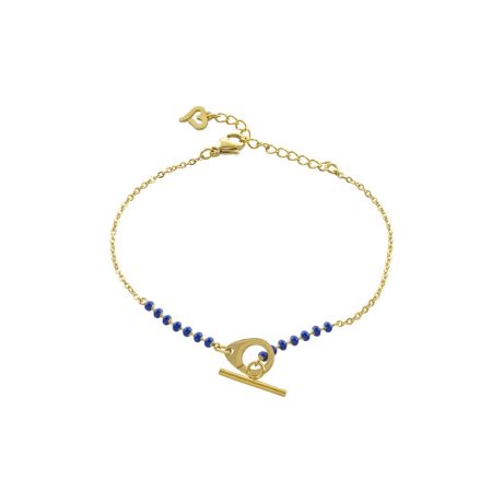 Bratara placata cu aur de 18K si email albastru Mini, 02L27-00957, Oxette Romania
