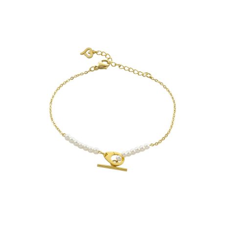 Bratara placata cu aur de 18K si perle sintetice Mini, 02L27-00958, Oxette Romania