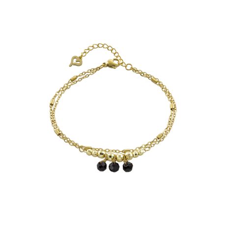 Bratara dubla placata cu aur de 18K decorata cu agate Mini, 02L27-00963, Oxette Romania