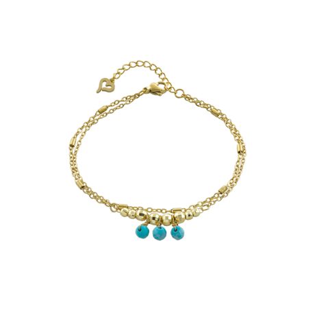 Bratara dubla placata cu aur de 18K decorata cu agate Mini, 02L27-00964, Oxette Romania