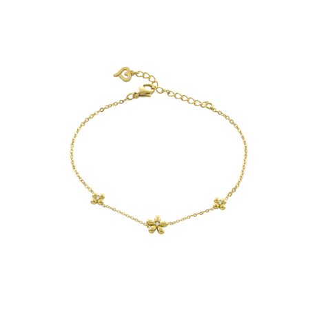 Bratara subtire placata cu aur 18k si elemente floare Flower, 02L27-00968NEW, Oxette Romania