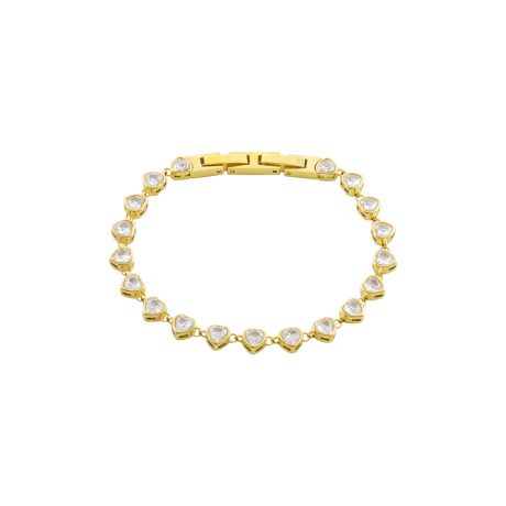 Bratara placata cu aur de 18k cu zirconia incolore si inimioare Tennis, 02L27-00977, Oxette Romania