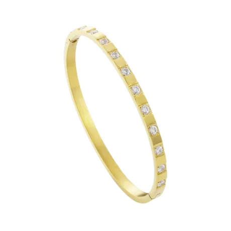 Bratara fixa placata cu aur de 18k cu zirconia incolore Tennis, 02L27-00979, Oxette Romania