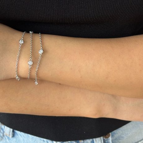 Bratara argint tripla cu pandantive cubic zirconia incolora Essentials, 02V01-J1111, Oxette Romania