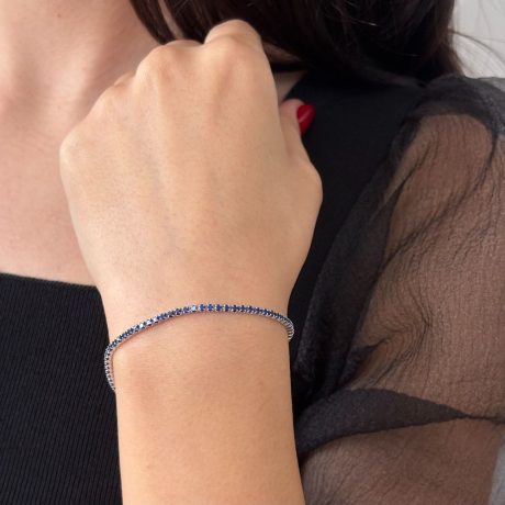 Bratara tennis argint cu pietre cubic zirconia albastre Essentials, 02V01-J1230, Oxette Romania