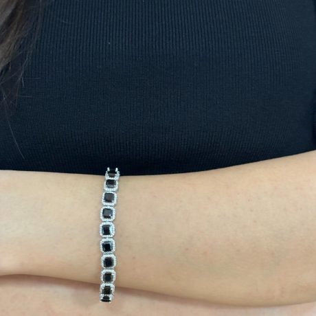 Bratara tennis argint cu pietre cubic zirconia negre Essentials, 02V01-Y1011B, Oxette Romania