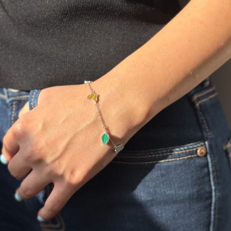 Bratara argint decorata cu pandantive cu email si sidef alb Essentials, 02V01-Y1044, Oxette Romania