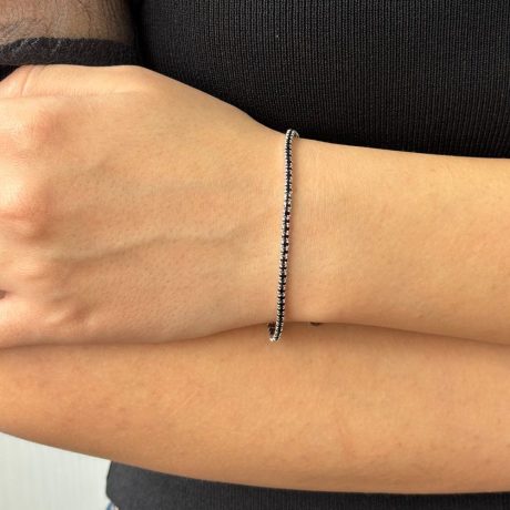 Bratara tennis argint cu pietre cubic zirconia negre Essentials, 02V01-Y1051, Oxette Romania