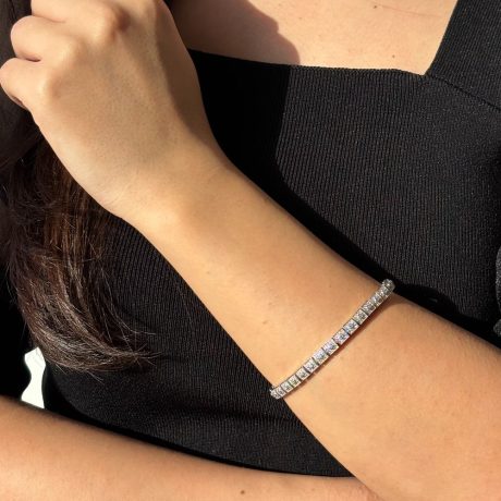 Bratara tennis argint cu cristale patrate cubic zirconia incolore Essentials, 02V01-Y1101, Oxette Romania