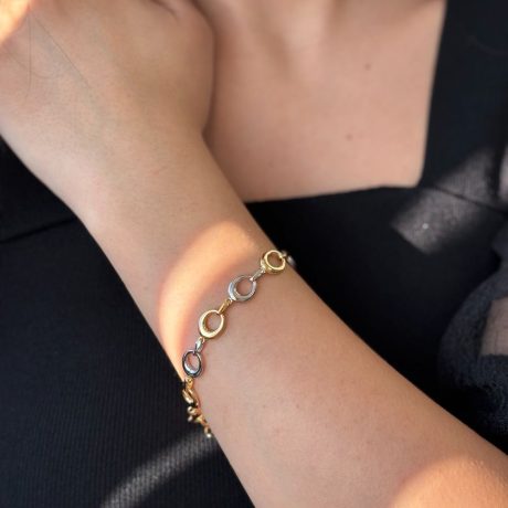 Bratara argint si argint placat cu aur de 18k cu zale Essentials, 02V01-Y1110, Oxette Romania