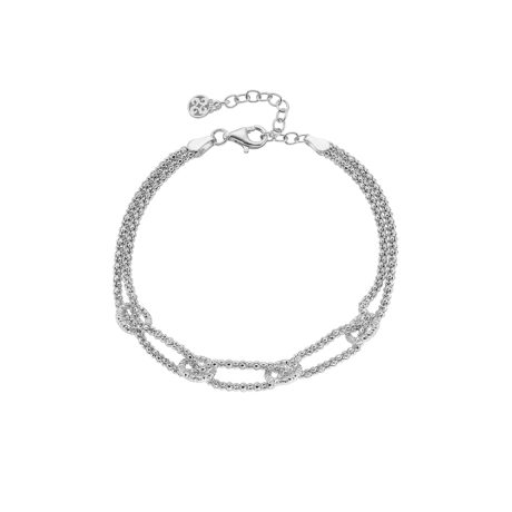 Bratara cu 2 lanturi din argint placat cu rodiu si decorata cu cercuri Success, 02X01-03404, Oxette Romania