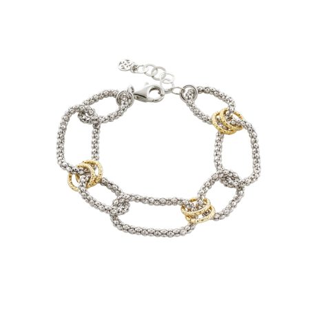Bratara argint cu zale placata cu aur de 18K Antoinette, 02X01-03414, Oxette Romania