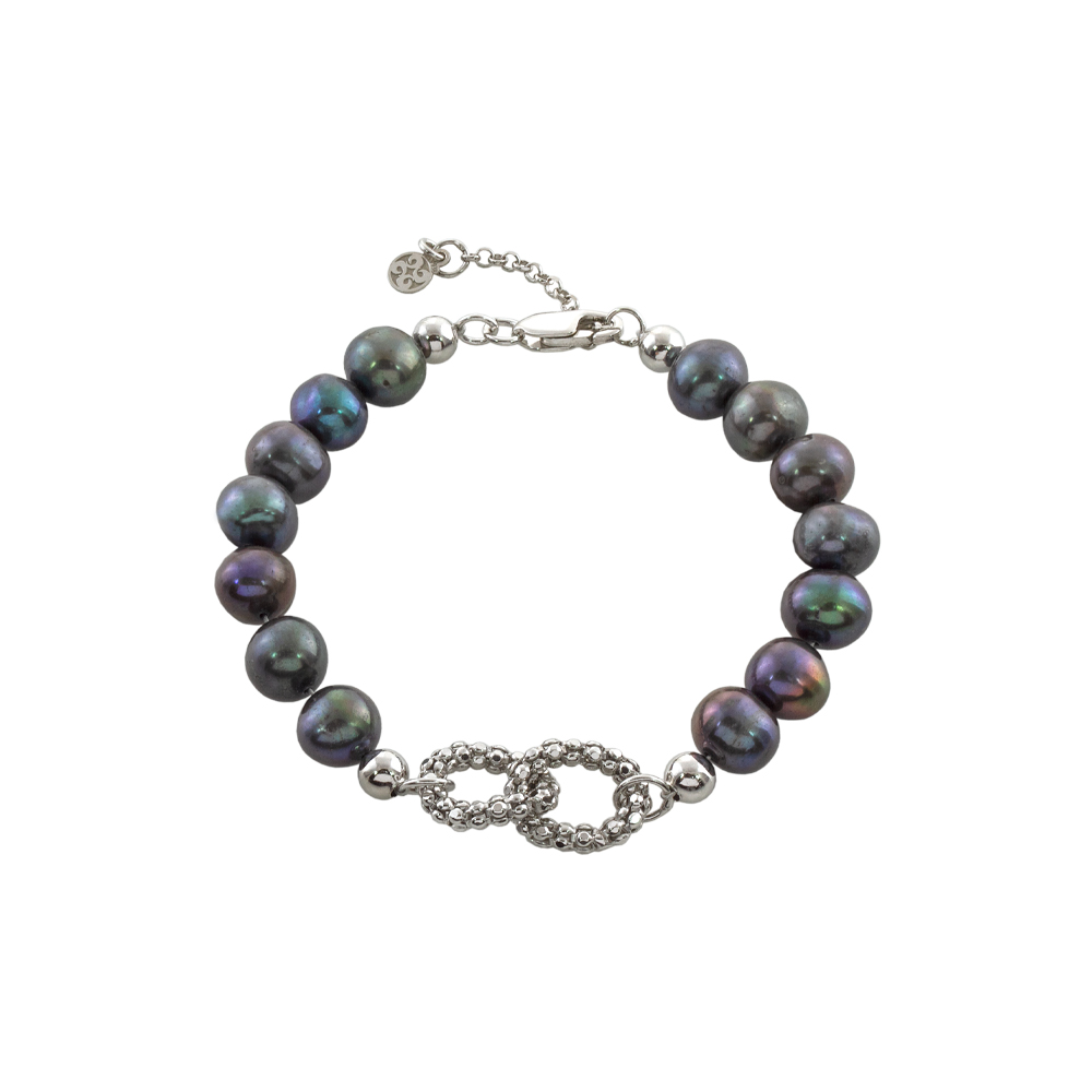 Bratara argint cu perle de cultura gri Holiday, 02X01-03492, Oxette Romania