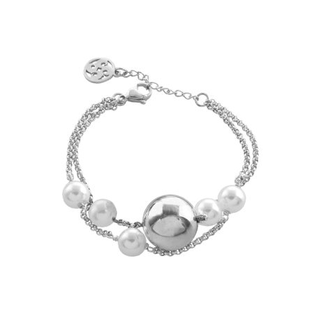 Bratara dubla otel inoxidabil si perle sintetice Fashion Links, 02X03-00567, Oxette Romania