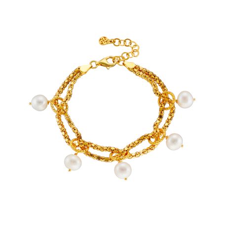 Bratara argint placat cu aur galben de 18 K cu perle de cultura Success, 02X05-02308, Oxette Romania