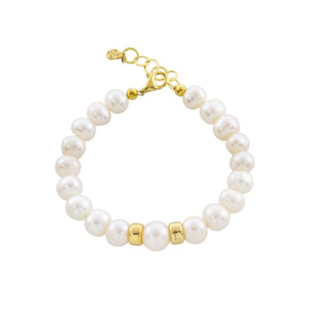Bratara argint placat cu aur galben de 18 K cu perle de cultura si pandantive Holiday, 02X05-02326, Oxette Romania