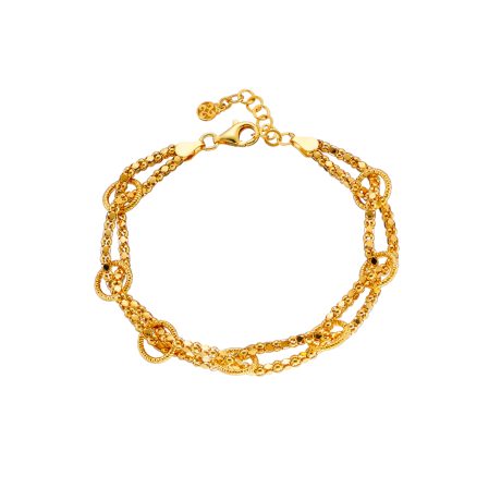 Bratara argint placat cu aur galben de 18 K cu  lanturi si cercuri Success, 02X05-02340, Oxette Romania
