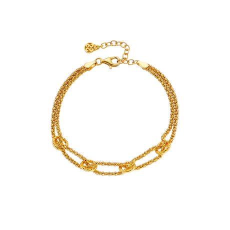 Bratara  argint placat cu aur galben de 18 K cu lant gros impletit si cercuri Success, 02X05-02341, Oxette Romania