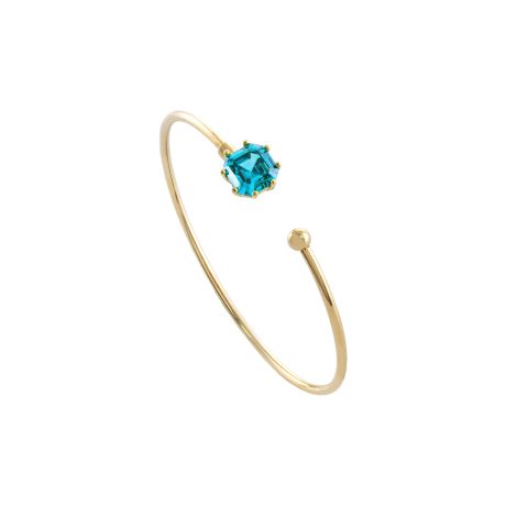 Bratara fixa argint placata cu aur de 18K si piatra zirconia albastra Gifting, 02X05-02376, Oxette Romania